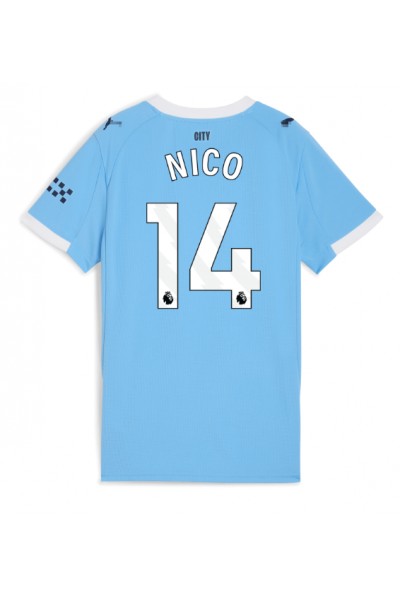 Manchester City Nico Gonzalez #14 Jalkapallovaatteet Naisten Kotipaita 2025-26 Lyhythihainen Manchester City Nico Gonzalez #14 Jalkapallovaatteet Naisten Kotipaita 2025-26 Lyhythihainen